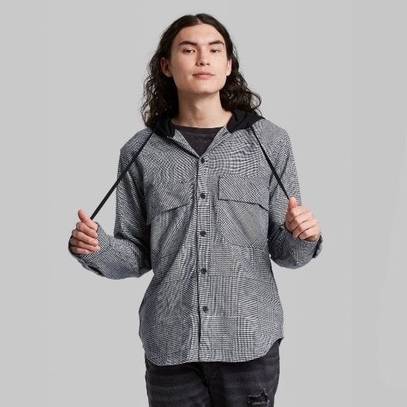 Original Use Mens Medium Long Sleeve Button Down Shirt Hoodie Plaid Soft Adult - Picture 3 of 9